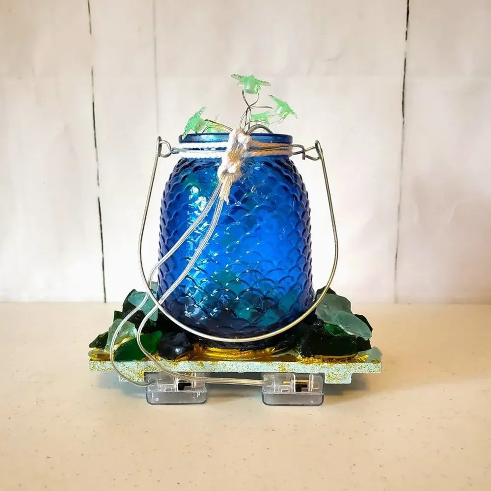Unbranded Artisan Nautical Starfish Sea Glass Textured Decorative Night Light